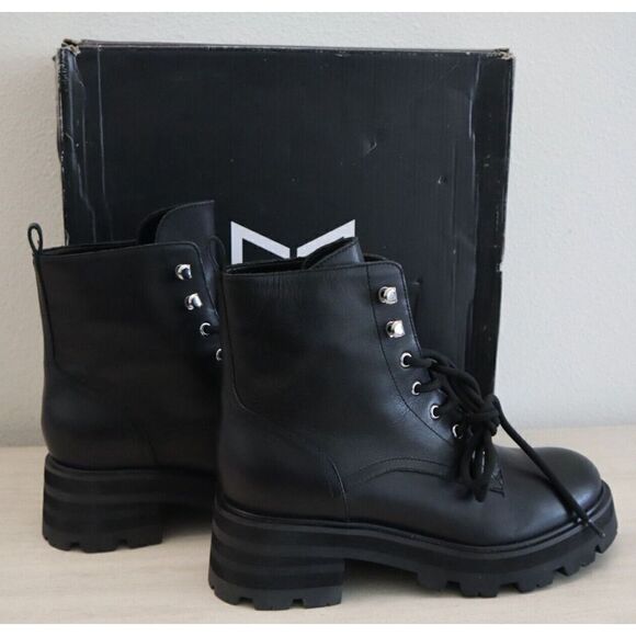 Marc Fisher LTD Women's Sz 8M Black Mllucien Leather Lug Sole Ankle Boots - Picture 5 of 8